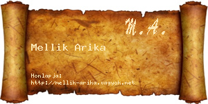 Mellik Arika névjegykártya